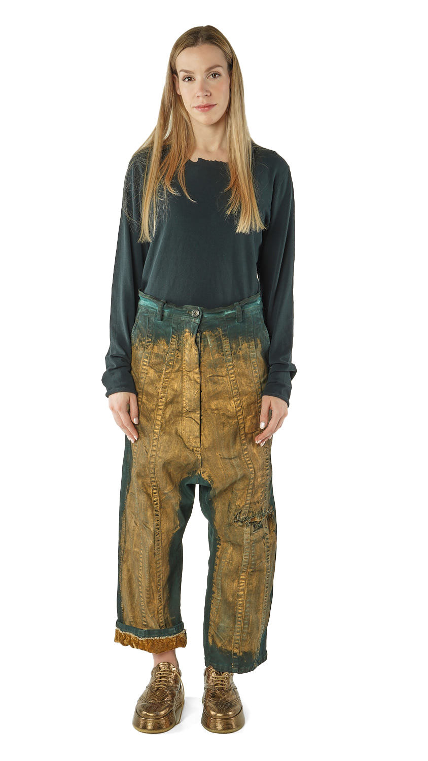 PRE-ORDER Rundholz Mainline Trousers Petrol Gold