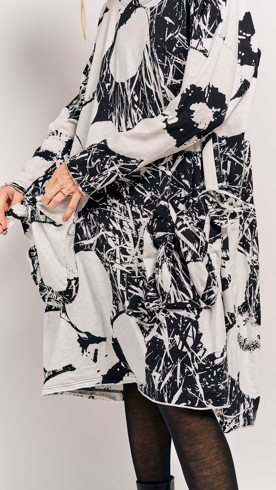 Rundholz Black Label Dress Black Offwhite Print