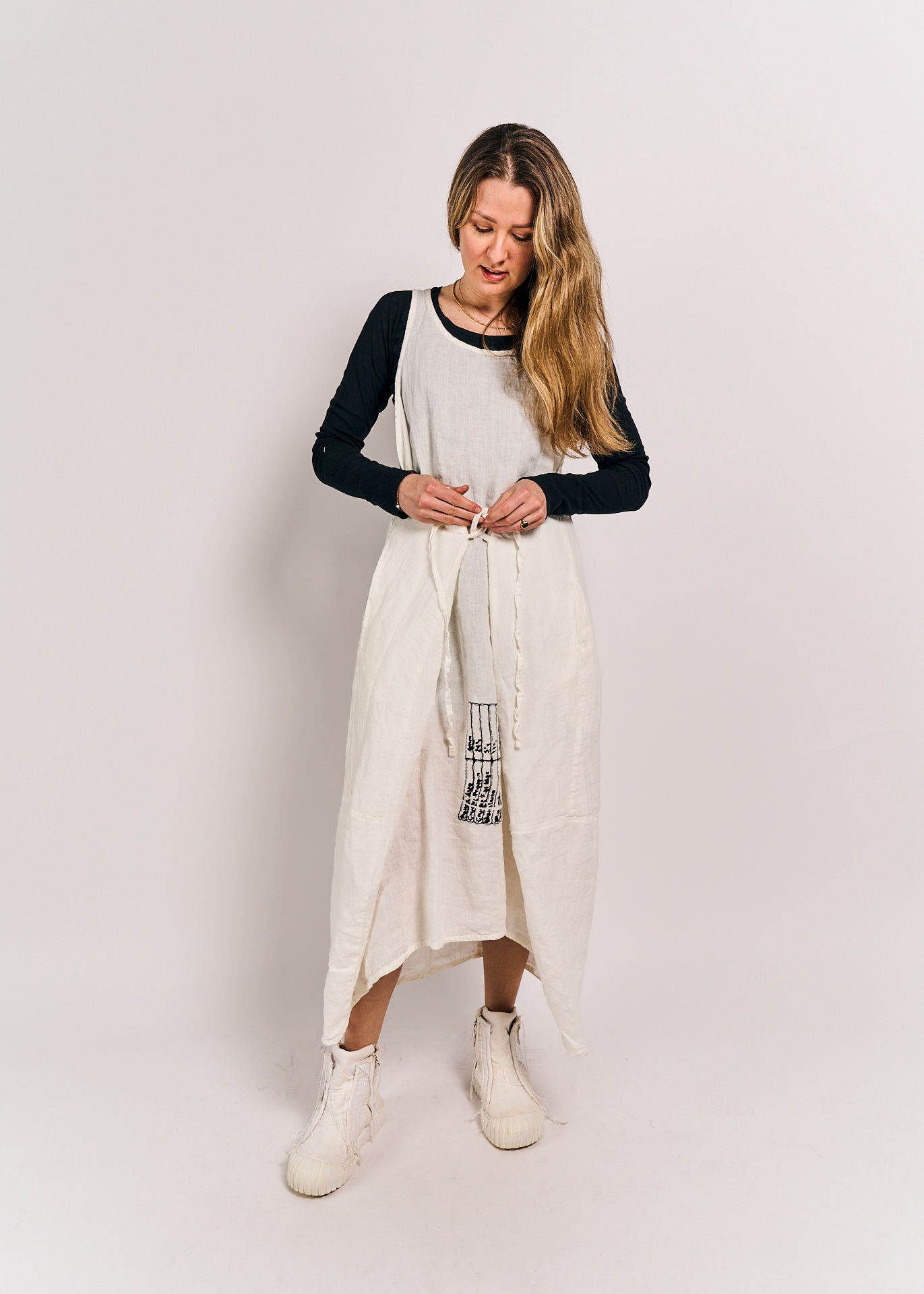 Rundholz Black Label Dress/Pinafore Offwhite with Fish Print