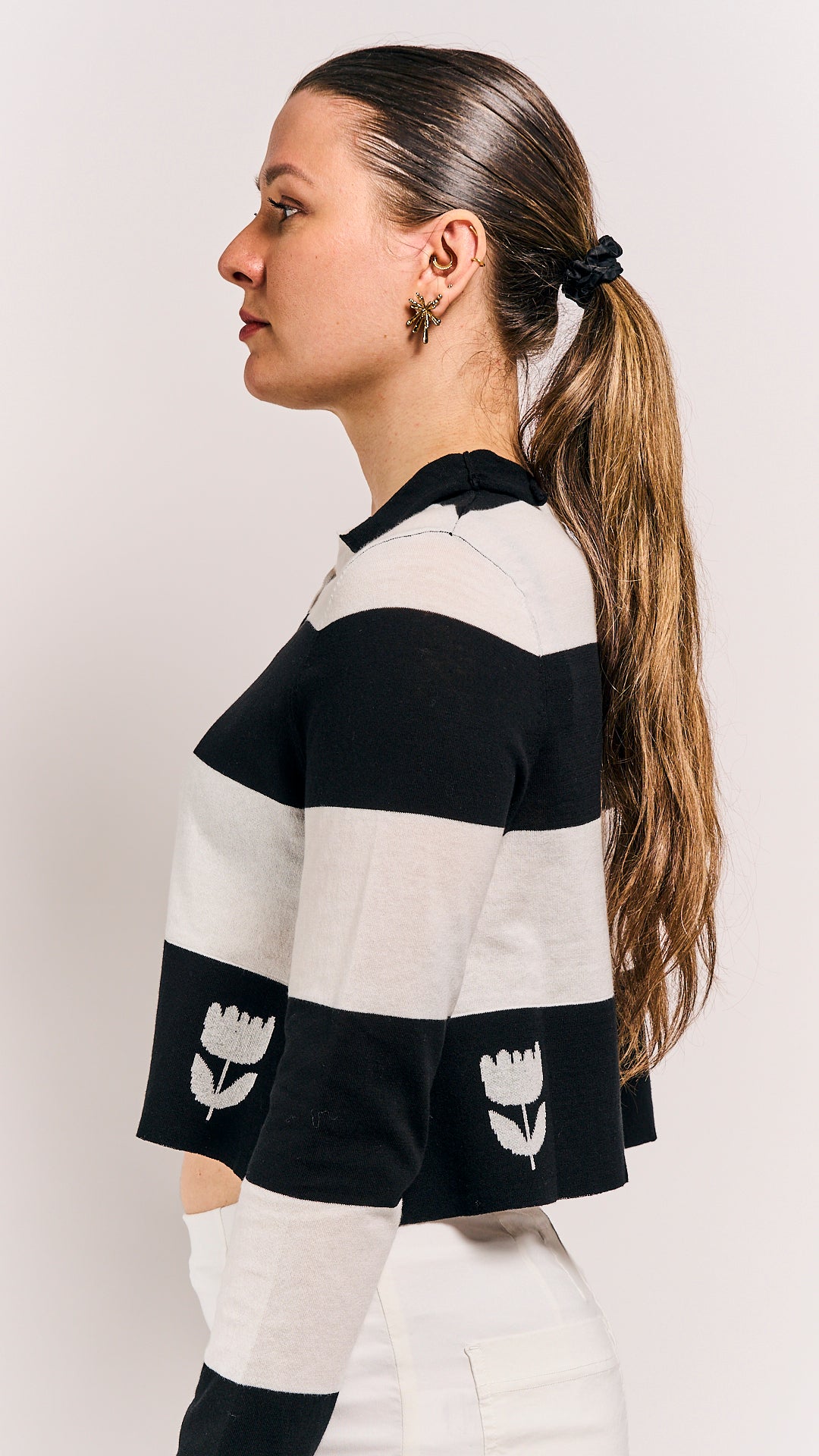 Rundholz Black Label Cardigan Black Offwhite Stripe