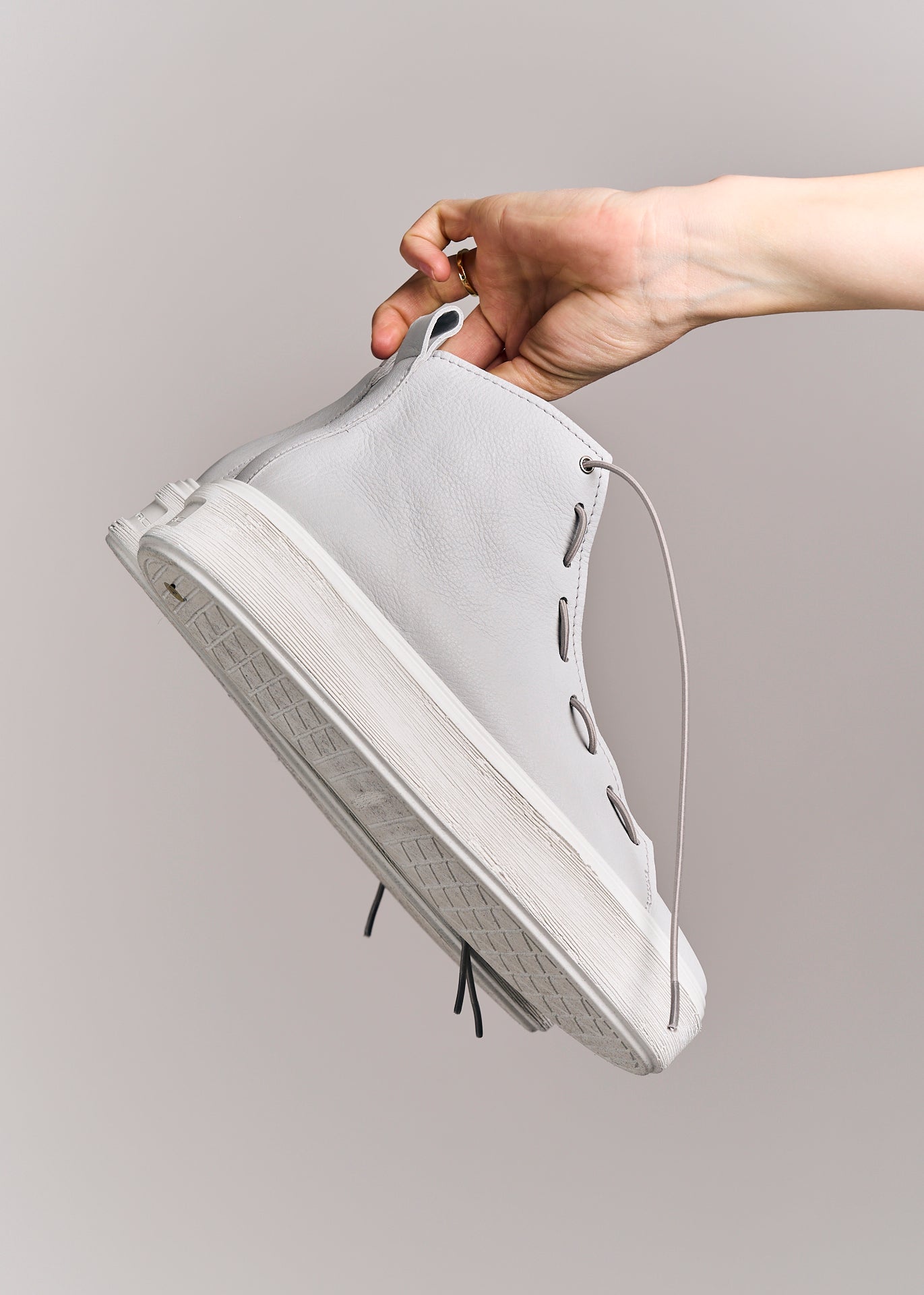 Puro Leather Sneakers In Focus Grey-White
