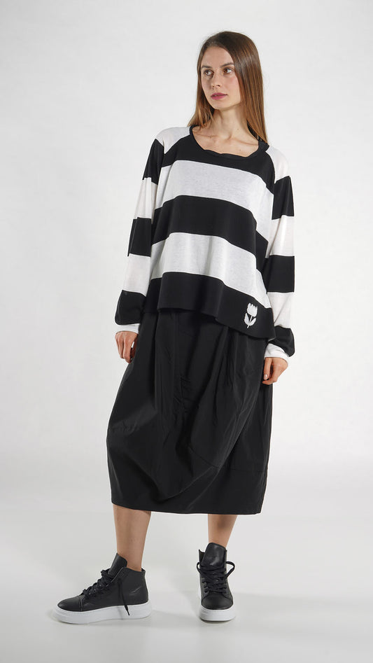 PRE-ORDER Rundholz Black Label Pullover Black Offwhite Stripe