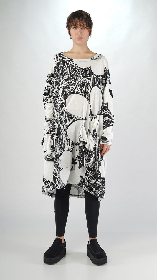 Rundholz Black Label Dress Black Offwhite Print