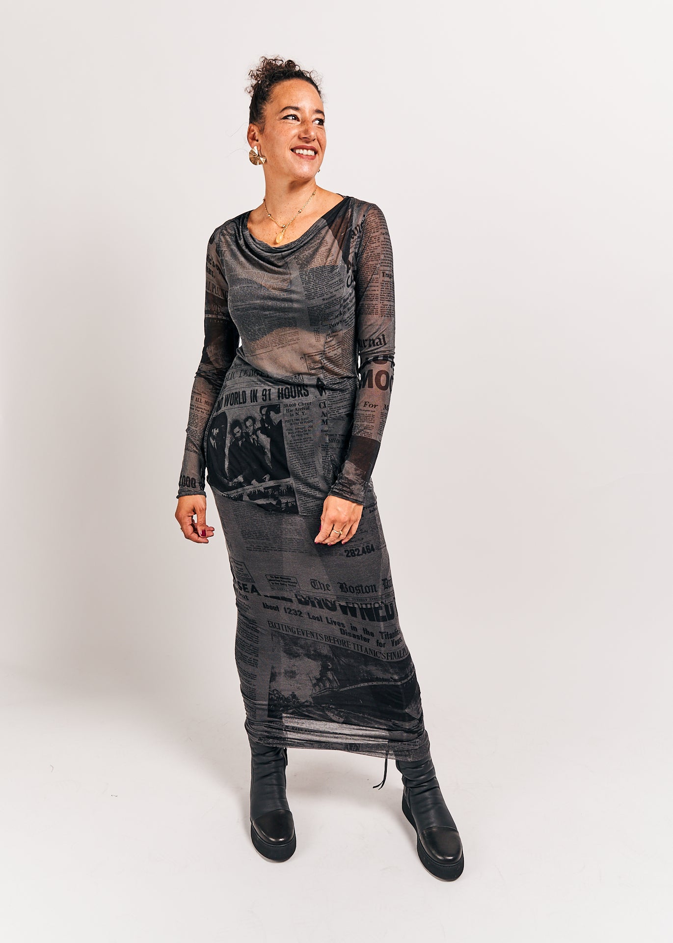 Rundholz DIP Skirt Coal Print Cloud