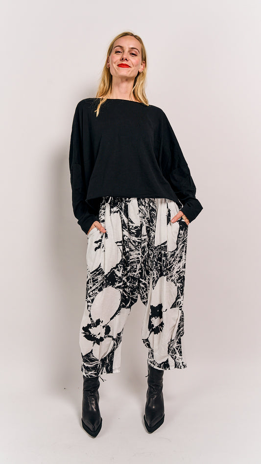 Rundholz Black Label Trousers Black Offwhite Print