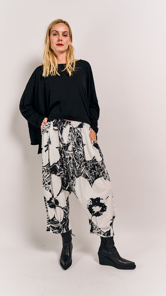 Rundholz Black Label Trousers Black Offwhite Print
