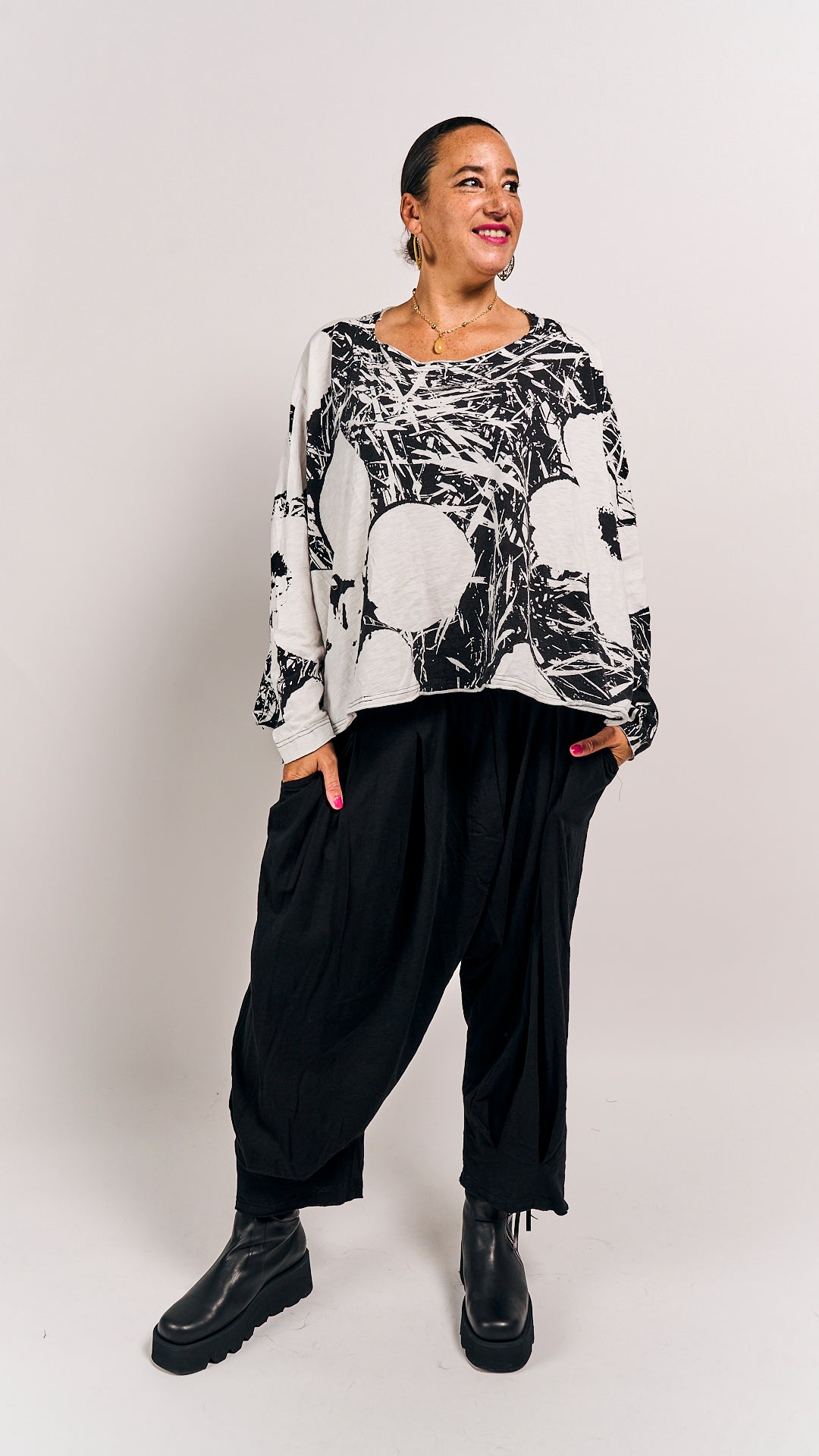 Rundholz Black Label Shirt Black Offwhite Print