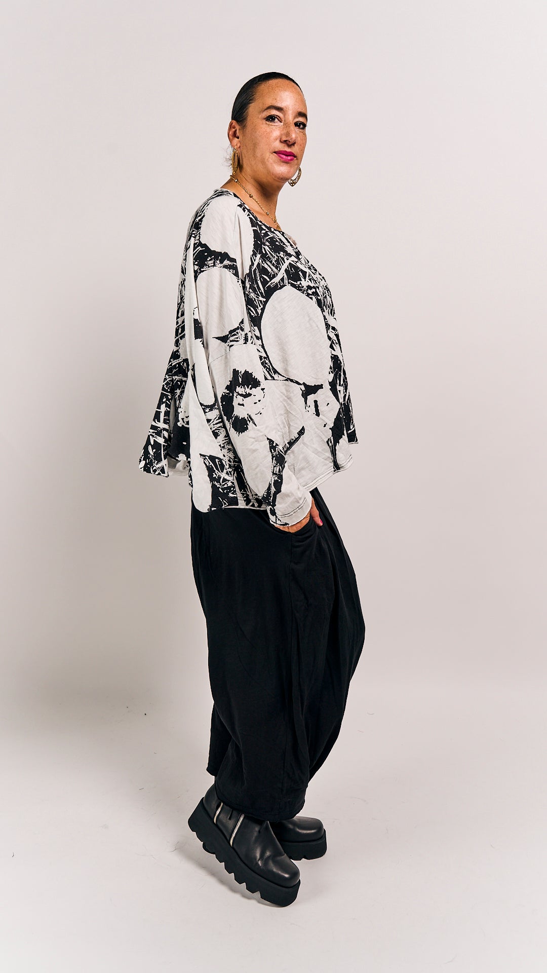 Rundholz Black Label Shirt Black Offwhite Print