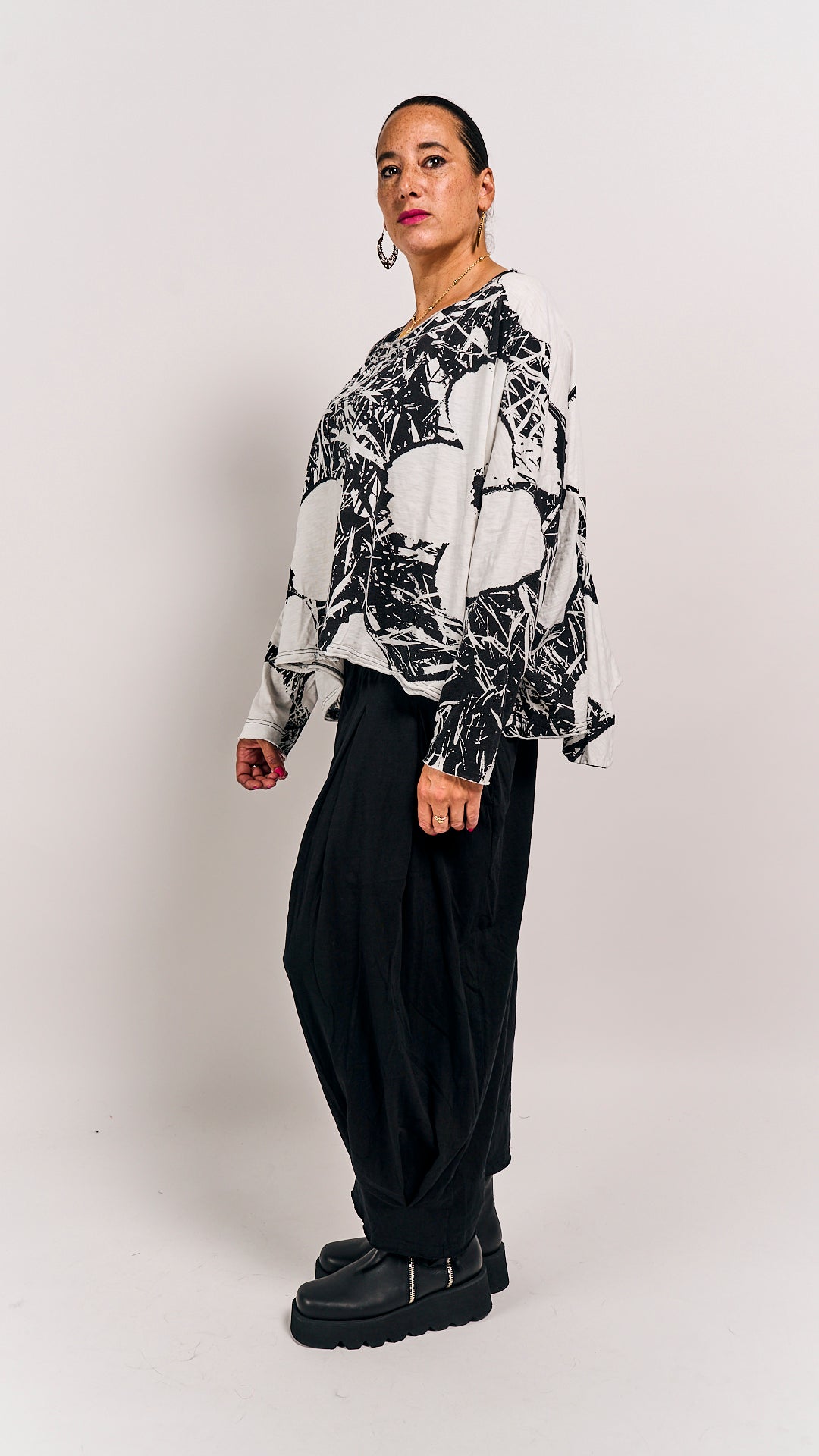 Rundholz Black Label Shirt Black Offwhite Print