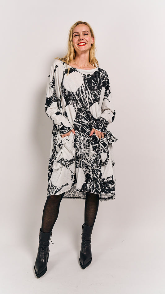 Rundholz Black Label Dress Black Offwhite Print