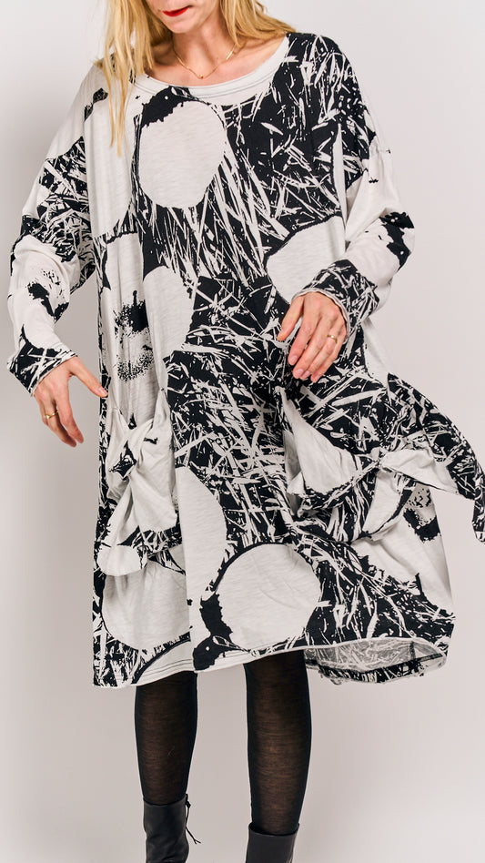 Rundholz Black Label Dress Black Offwhite Print
