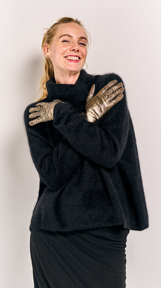 Rundholz Mainline Leather Gloves Sparkle Black