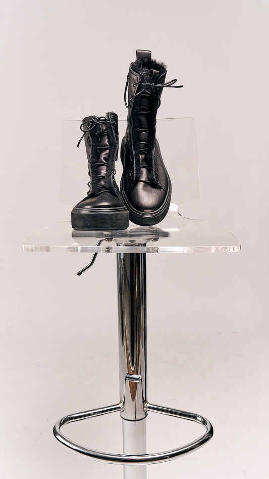 Puro Secret Boots Calf Black with Fur