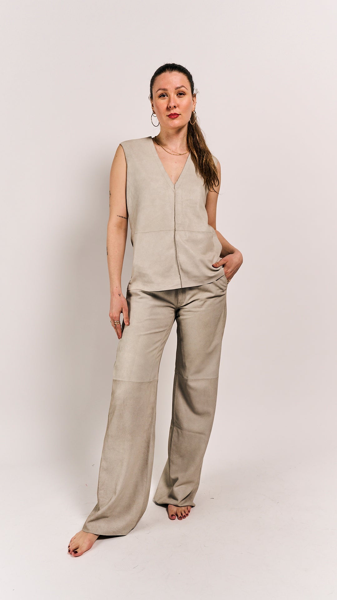 Van Der Wilt Palazzo Trousers Chalk Crackle 8507