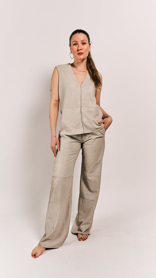 Van Der Wilt Palazzo Trousers Chalk Crackle 8507