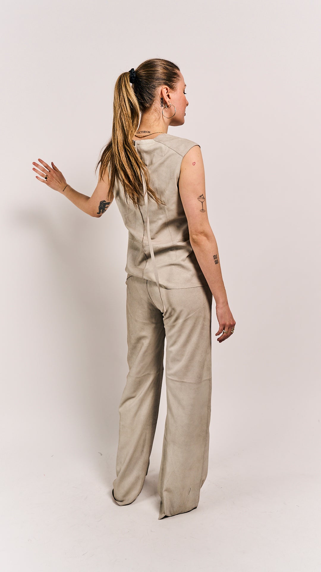 Van Der Wilt Palazzo Trousers Chalk Crackle 8507