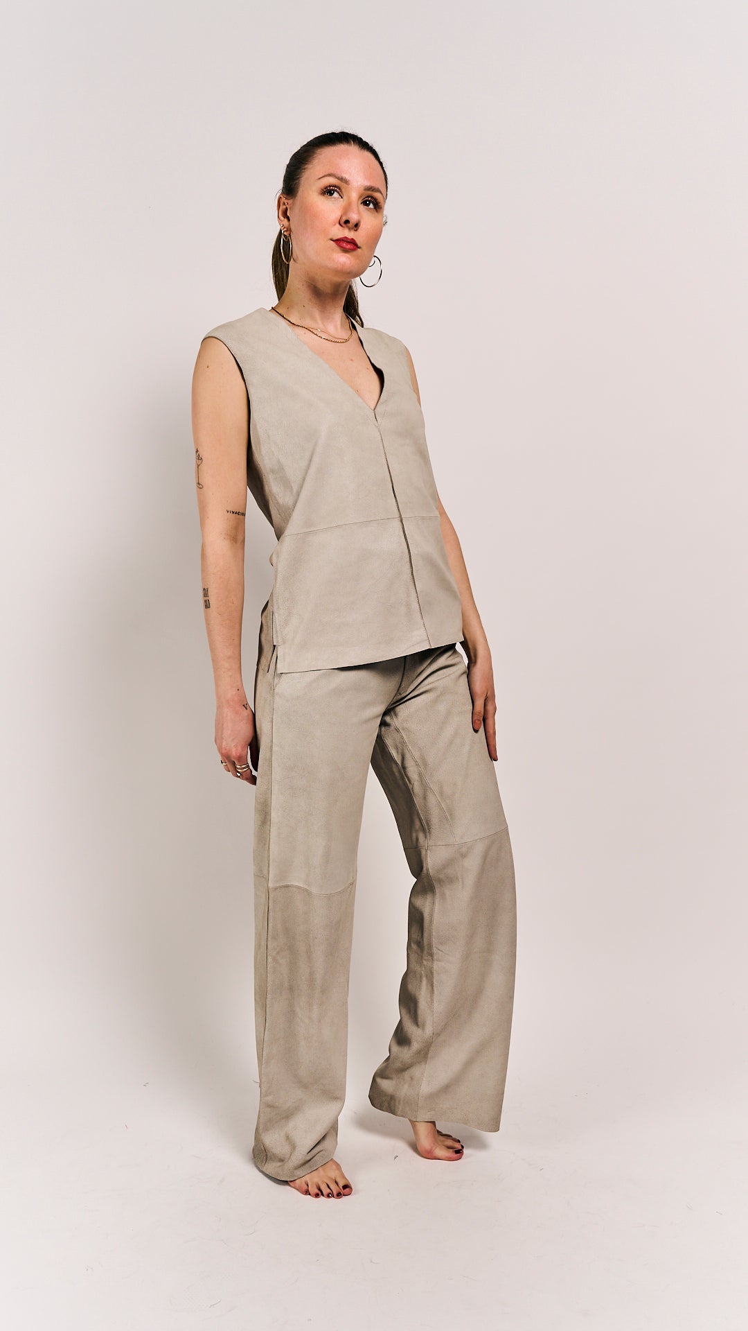 Van Der Wilt Palazzo Trousers Chalk Crackle 8507