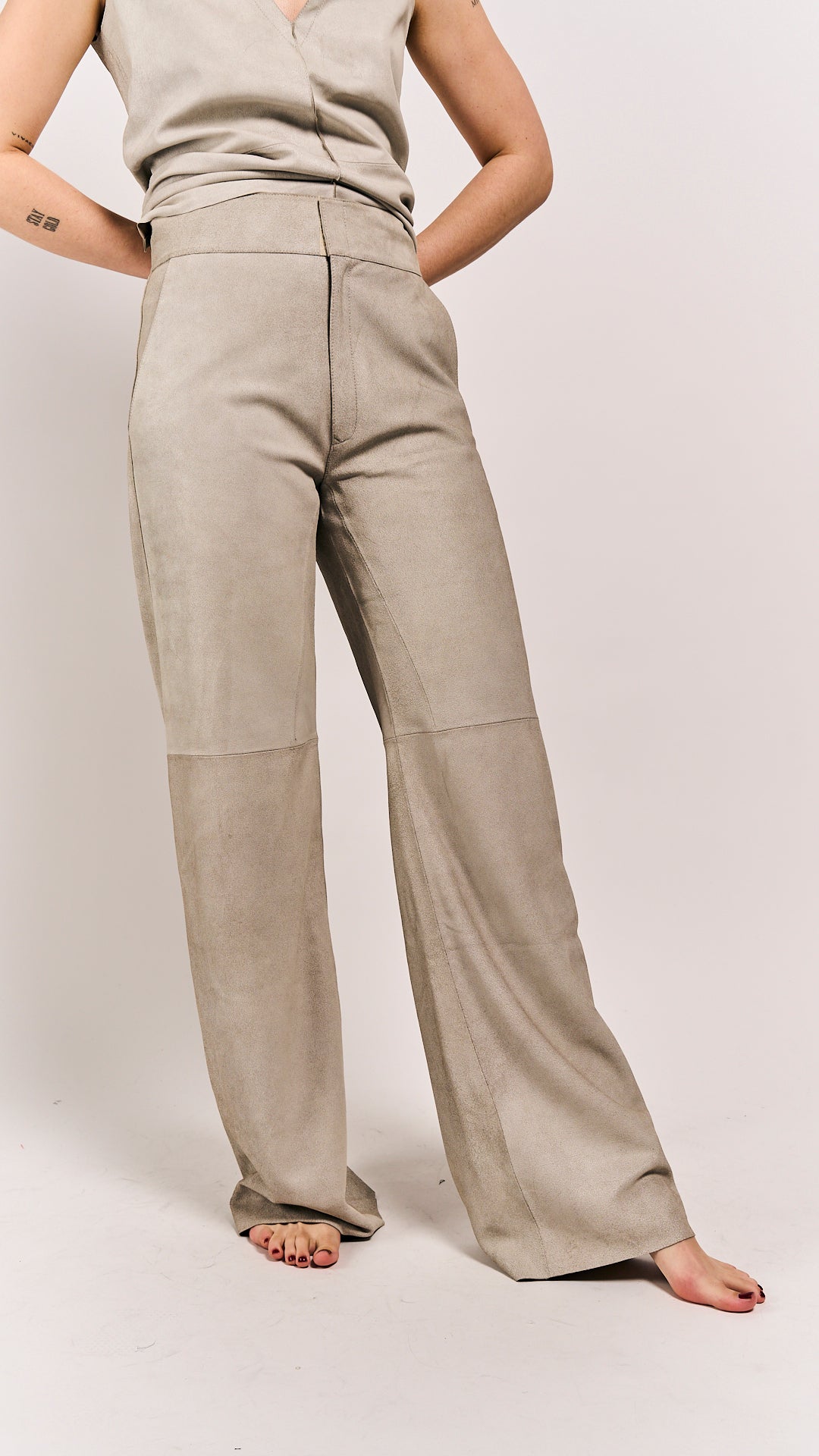 Van Der Wilt Palazzo Trousers Chalk Crackle 8507