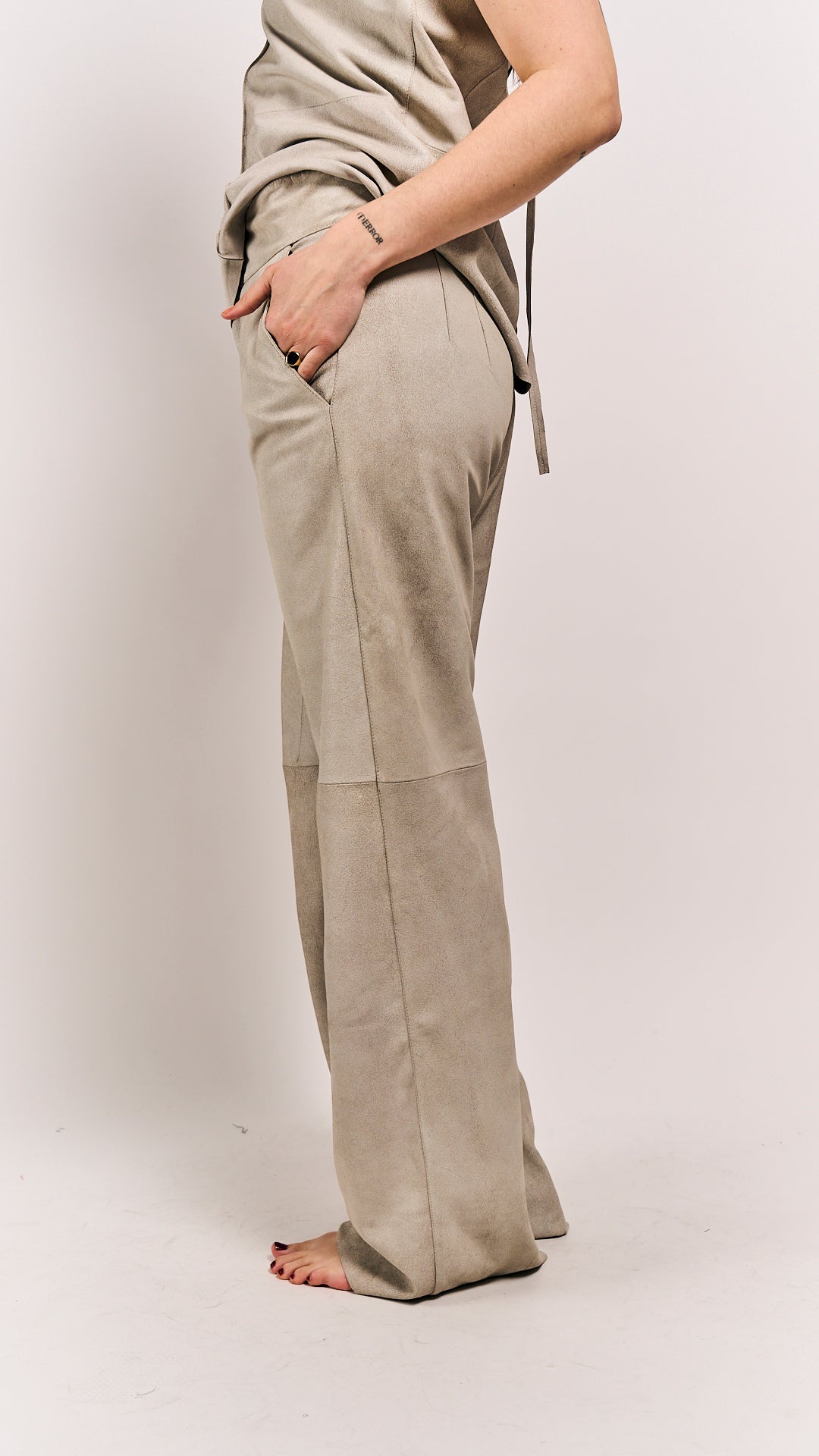 Van Der Wilt Palazzo Trousers Chalk Crackle 8507