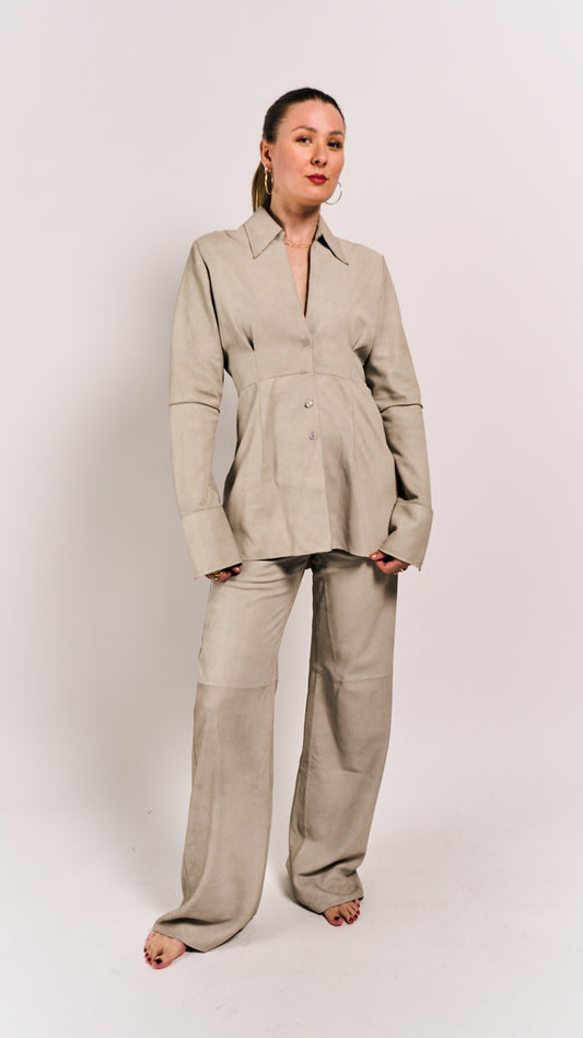 Van Der Wilt Long Waisted Blazer Chalk Crackle 15023