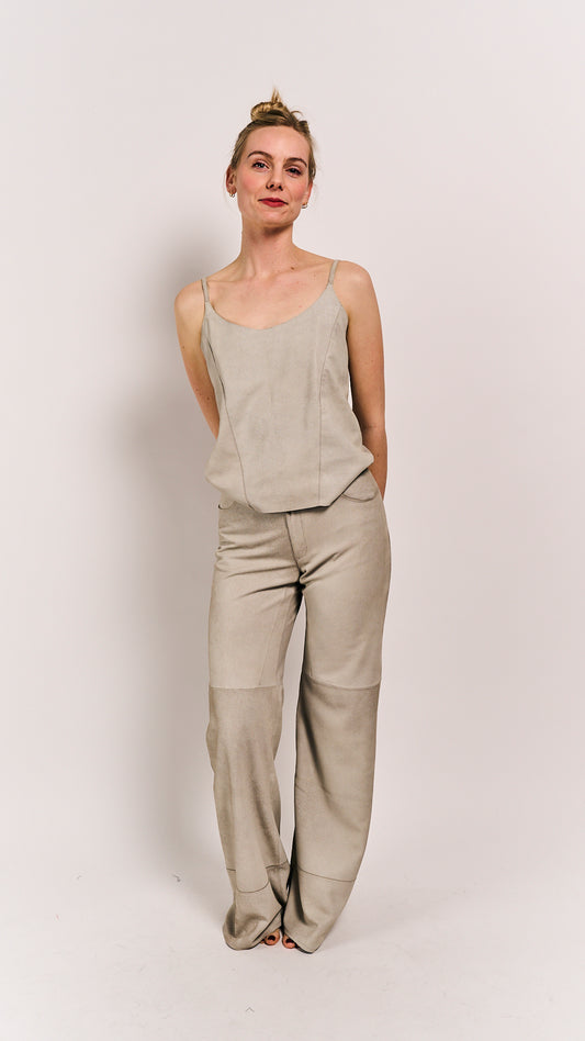 Van Der Wilt Flare Trousers Chalk Crackle 8034