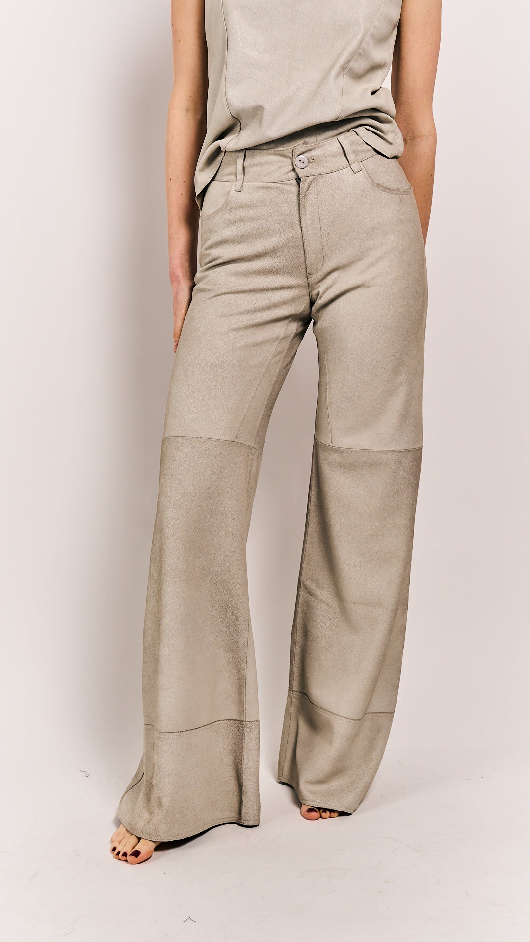 Van Der Wilt Flare Trousers Chalk Crackle 8034