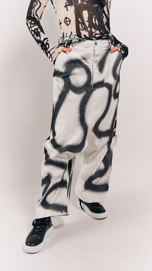 Rundholz Mainline Trousers Graffiti Black