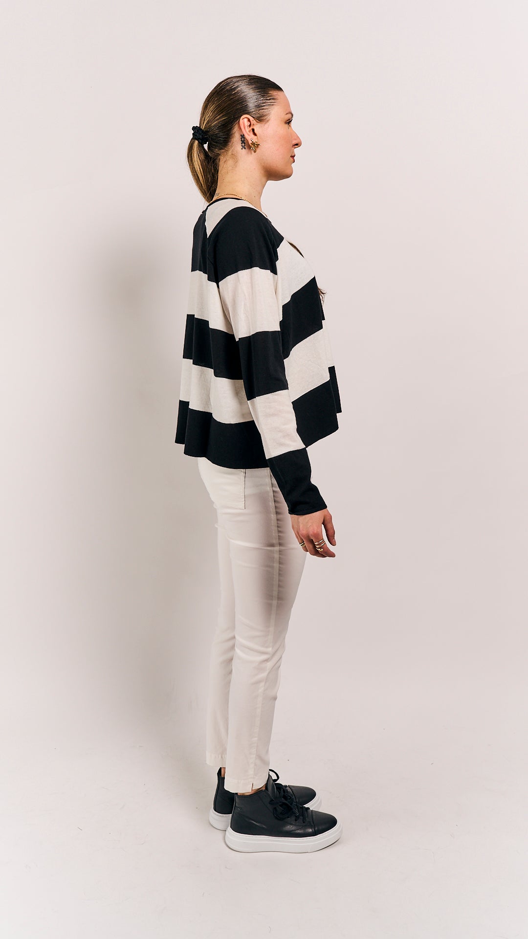 Rundholz Black Label Pullover Black Offwhite Stripe
