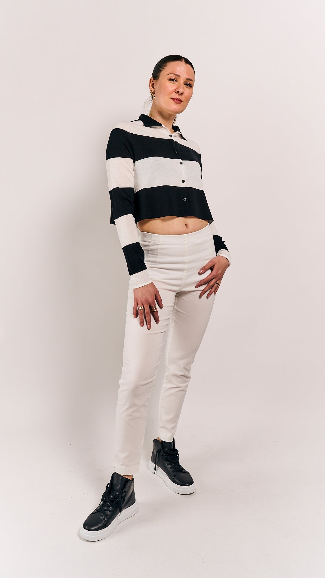 Rundholz Black Label Cardigan Black Offwhite Stripe