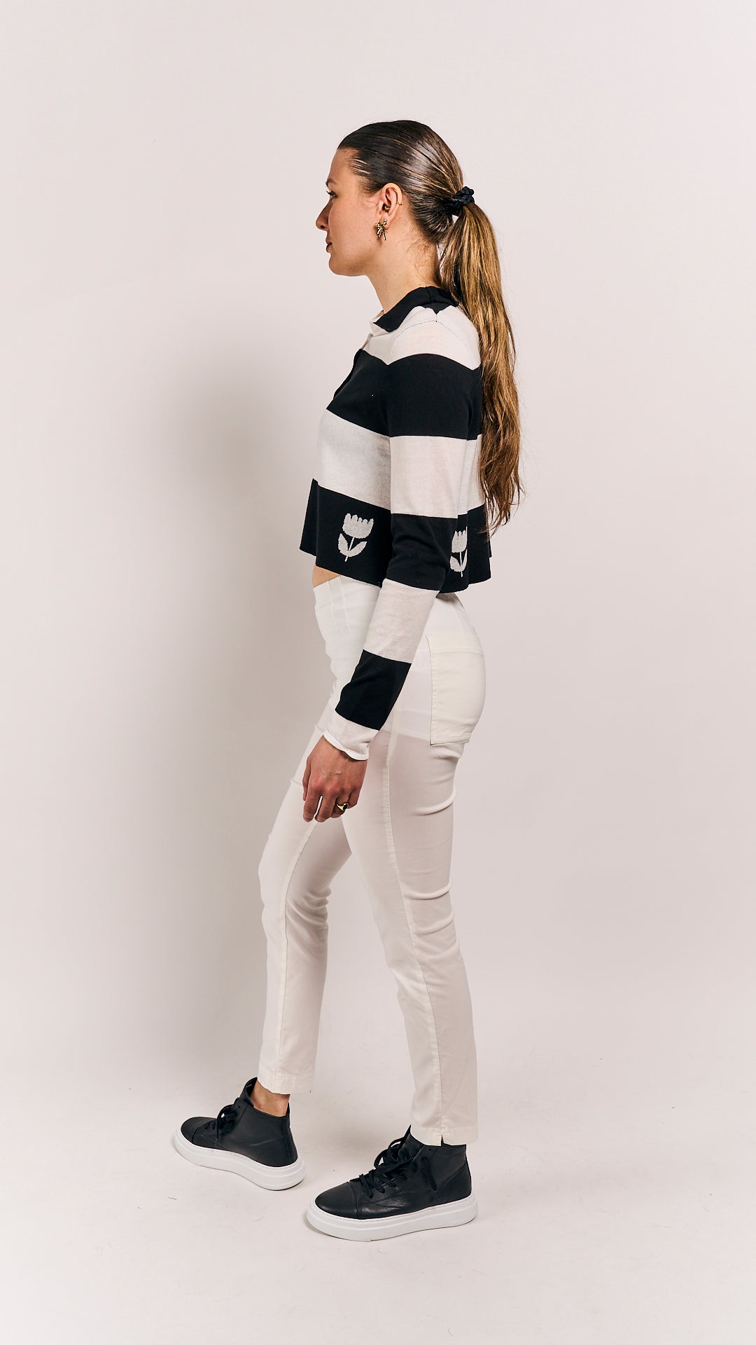 Rundholz Black Label Cardigan Black Offwhite Stripe
