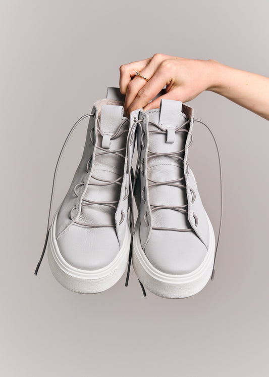 Puro Leather Sneakers In Focus Grey-White