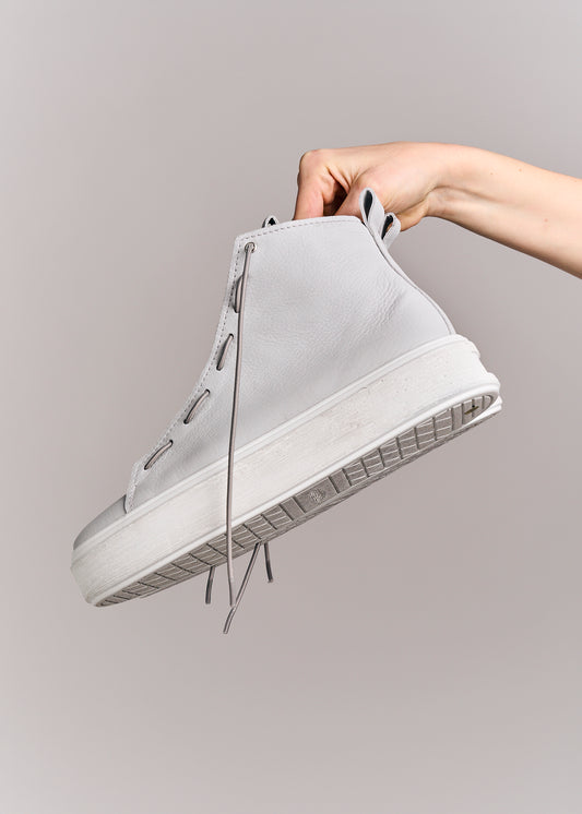 Puro Leather Sneakers In Focus Grey-White