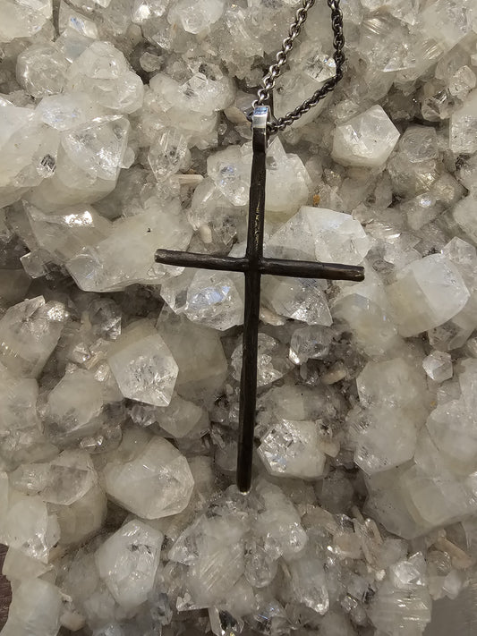 Darkgem Long Cross Silver Chain